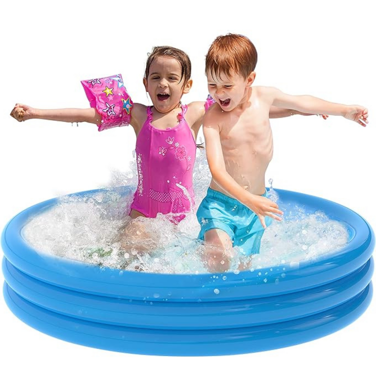 4E's Novelty 5 Ft Wide Floating Children's Pool, 1 Durable Blow Up Pools Kid