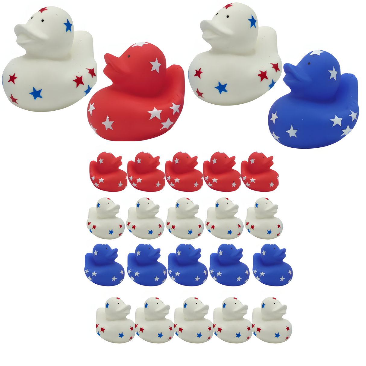 4E's Novelty 24 Pack Patriotic Rubber Ducks – Jeep Ducks for Ducking, Party Favors