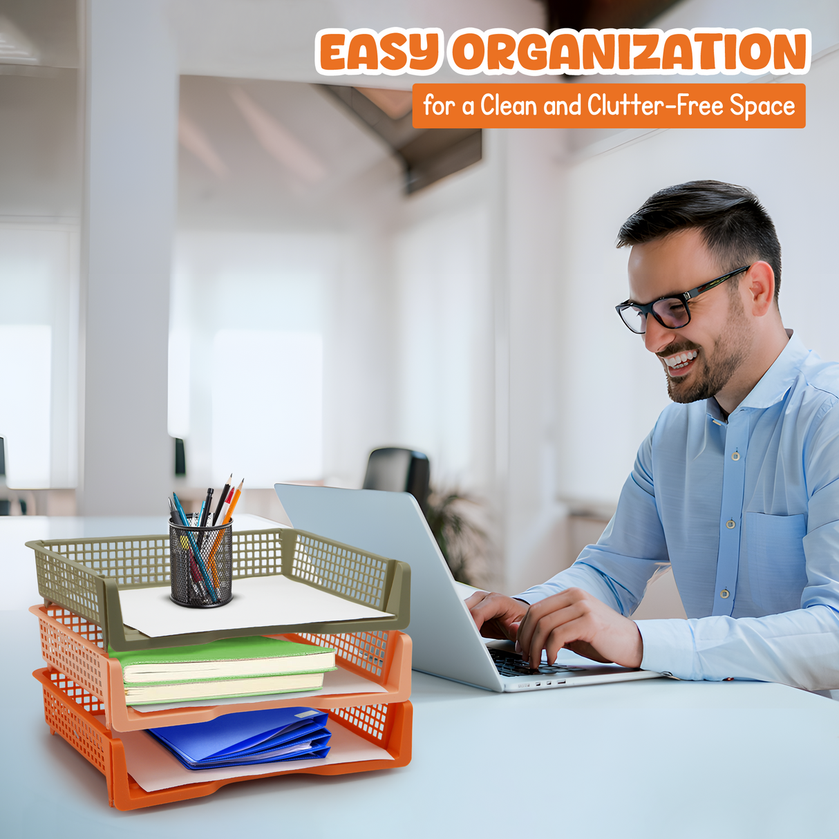 4E's Novelty 6 Pack Stackable Trays for Classroom With Classy Colours
