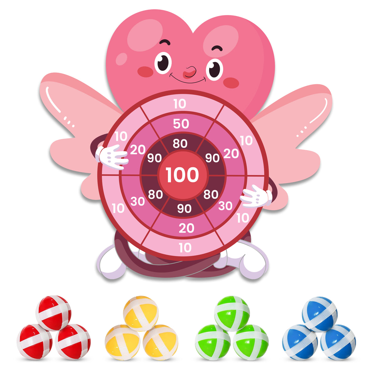 4E's Novelty Valentine Dart Board with 12 Sticky Balls
