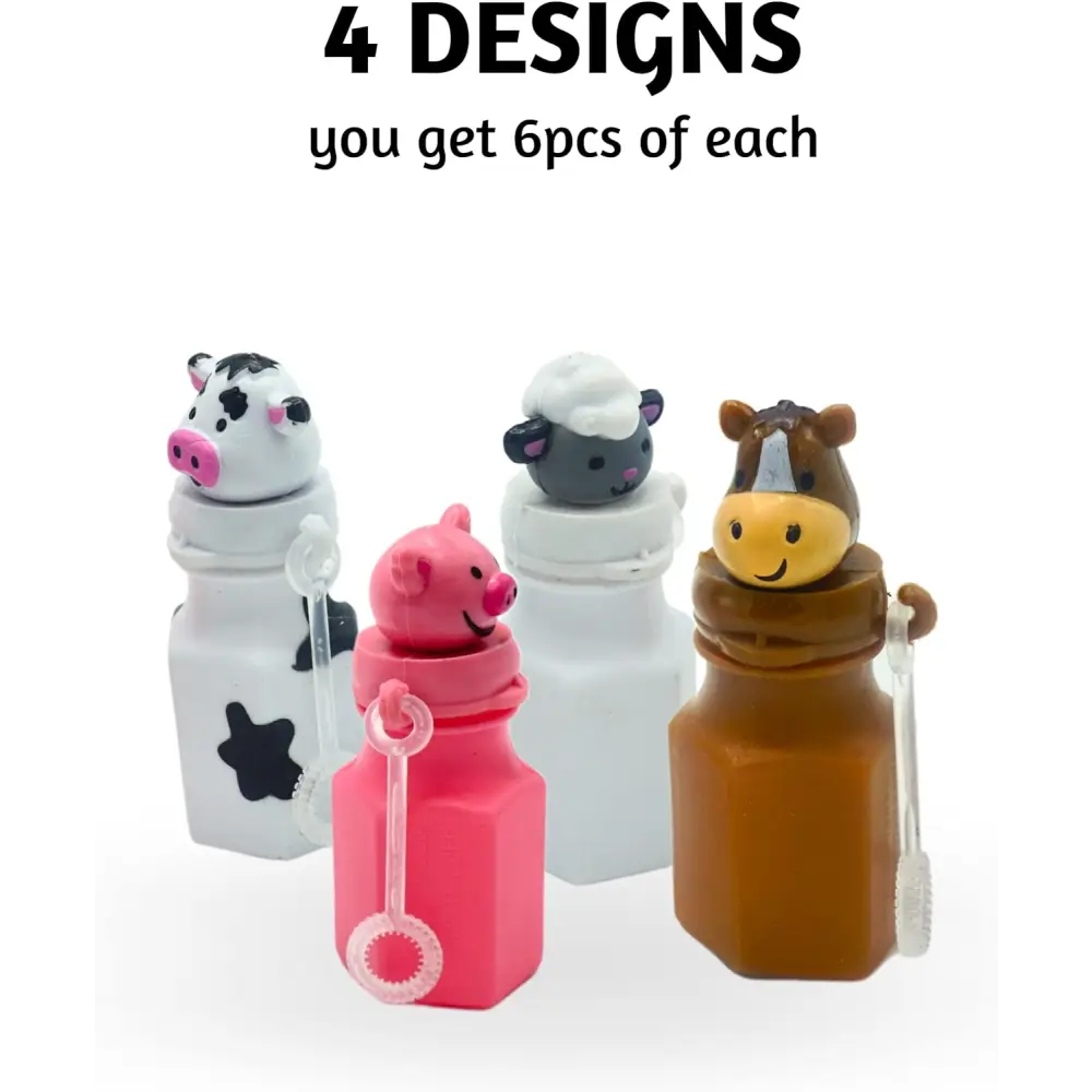 12 Farm Animals Bubbles 12 Pack - Barnyard Farm Animal Bubbles Bottles Party Favors with Wands Includes - Horse, Sheep, Pig and Cow by 4E's Novelty