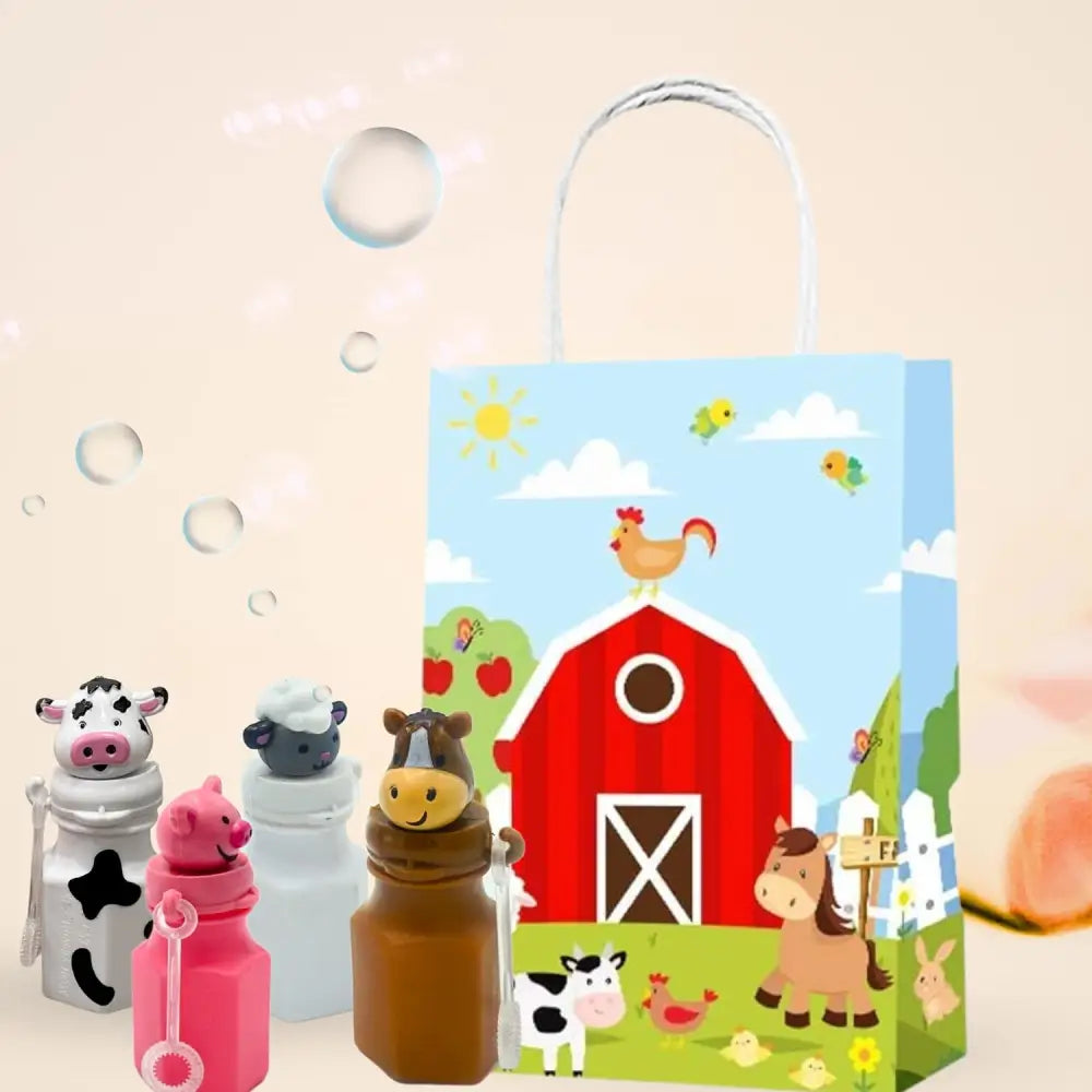 12 Farm Animals Bubbles 12 Pack - Barnyard Farm Animal Bubbles Bottles Party Favors with Wands Includes - Horse, Sheep, Pig and Cow by 4E's Novelty