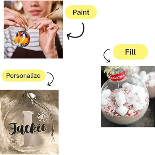 12 Pack Glass Heart Christmas Ornament 60mm/2.36’’ Clear Fillable Ornaments