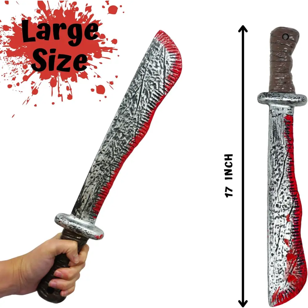 17’’ Fake Bloody Machete - Large Plastic Knife with Fake Blood Halloween Costume Accessory