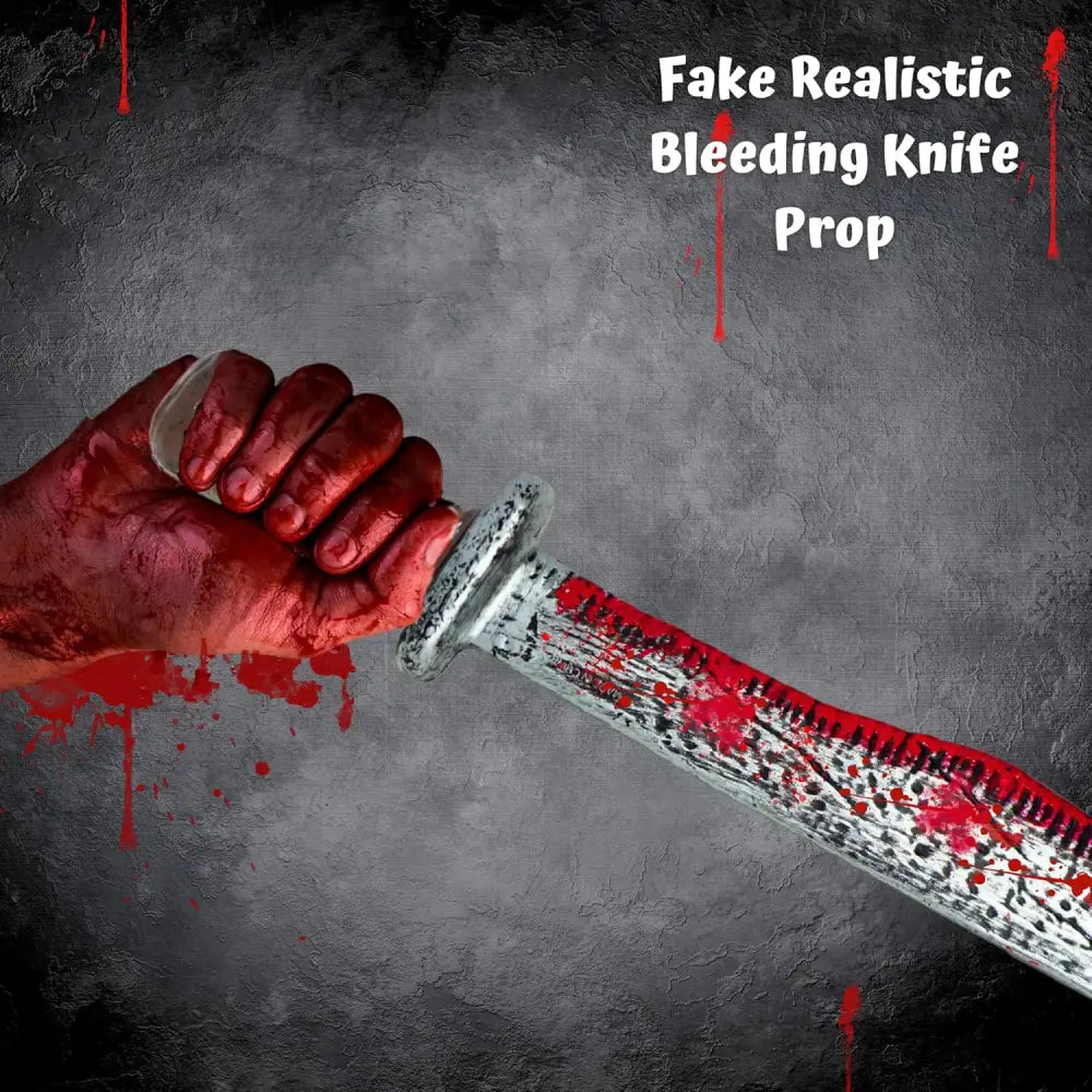 17’’ Fake Bloody Machete - Large Plastic Knife with Fake Blood Halloween Costume Accessory