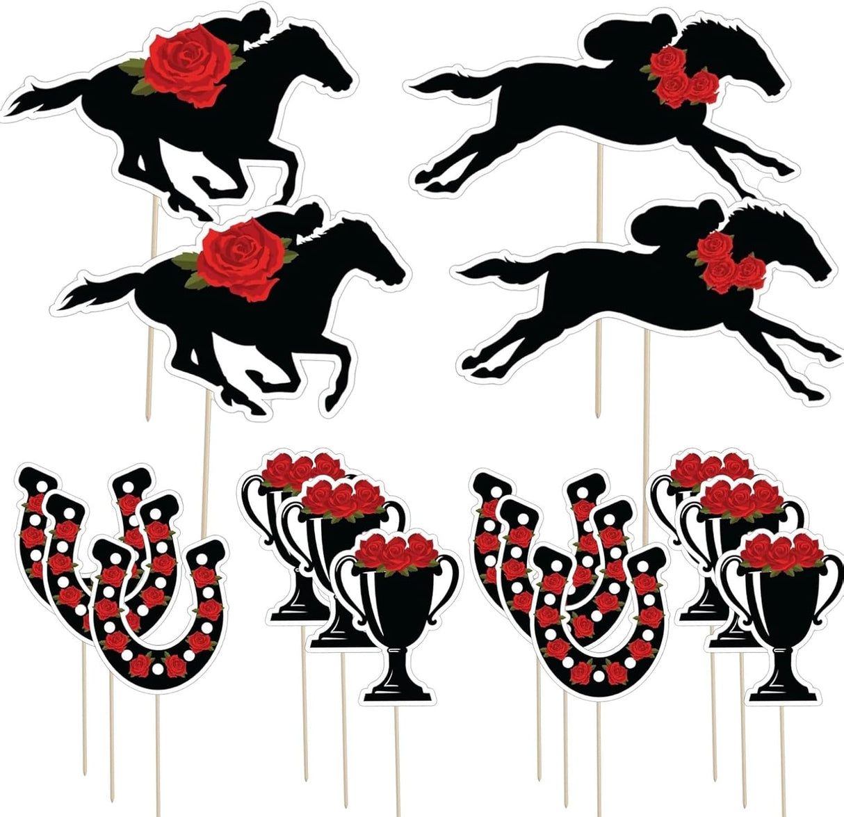 4E's Novelty Horse Racing Derby Toppers Picks 60 Pack – Kentucky Derby Party Toothpicks for Cupcakes, Appetizers & Western Decorations