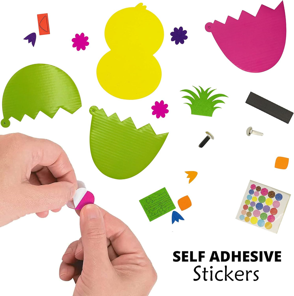 4E's Novelty 204pcs Hatching Egg Magnet Craft Kit – Easter Kids Craft Bulk, Individually Wrapped, Makes 12 Spring Party Activities