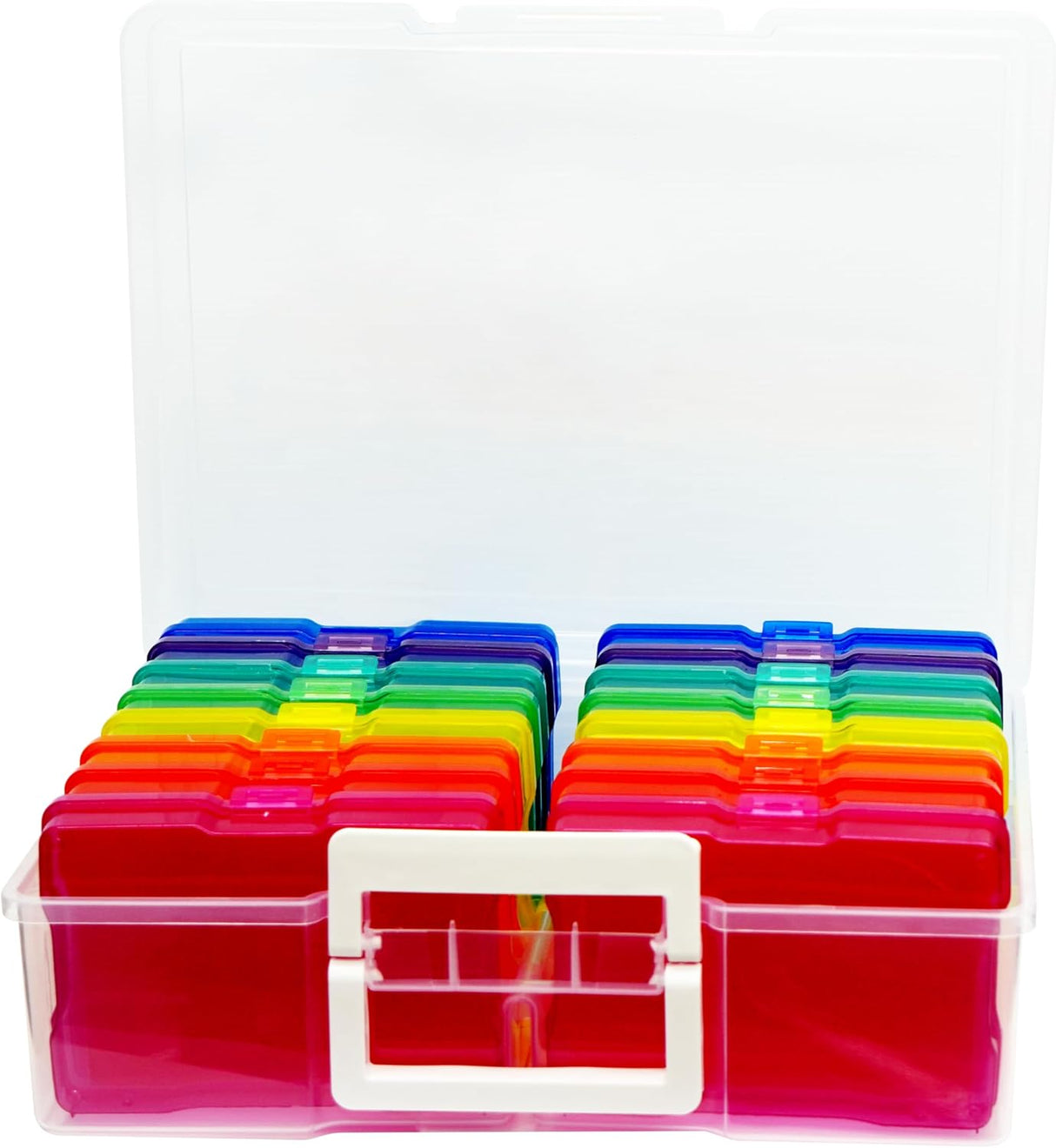 4E's Novelty 16 Pack Clear Multi-color Photo Box with 4x6 Photo Cases