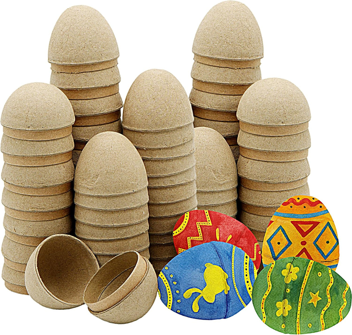 4E's Novelty DIY Paper Mache Easter Eggs to Paint 24 Pack – Paintable & Fillable Blank Craft Eggs for Kids & Adults, Easter Crafts DIY