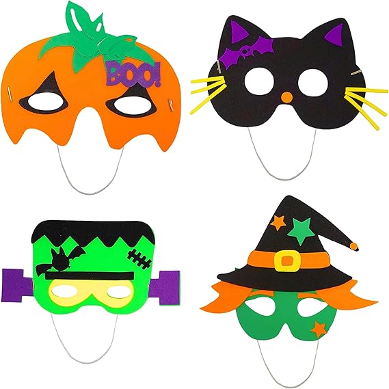4E's Novelty Halloween DIY Masks for Kids – 4 Pack Foam Craft Kit