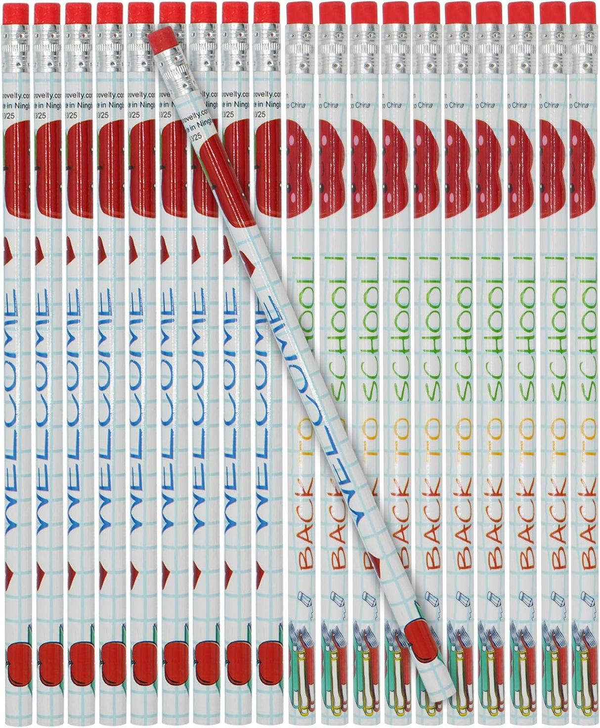4E's Novelty 32 Pack Welcome Back Pencils, Motivational Pencils for Kids