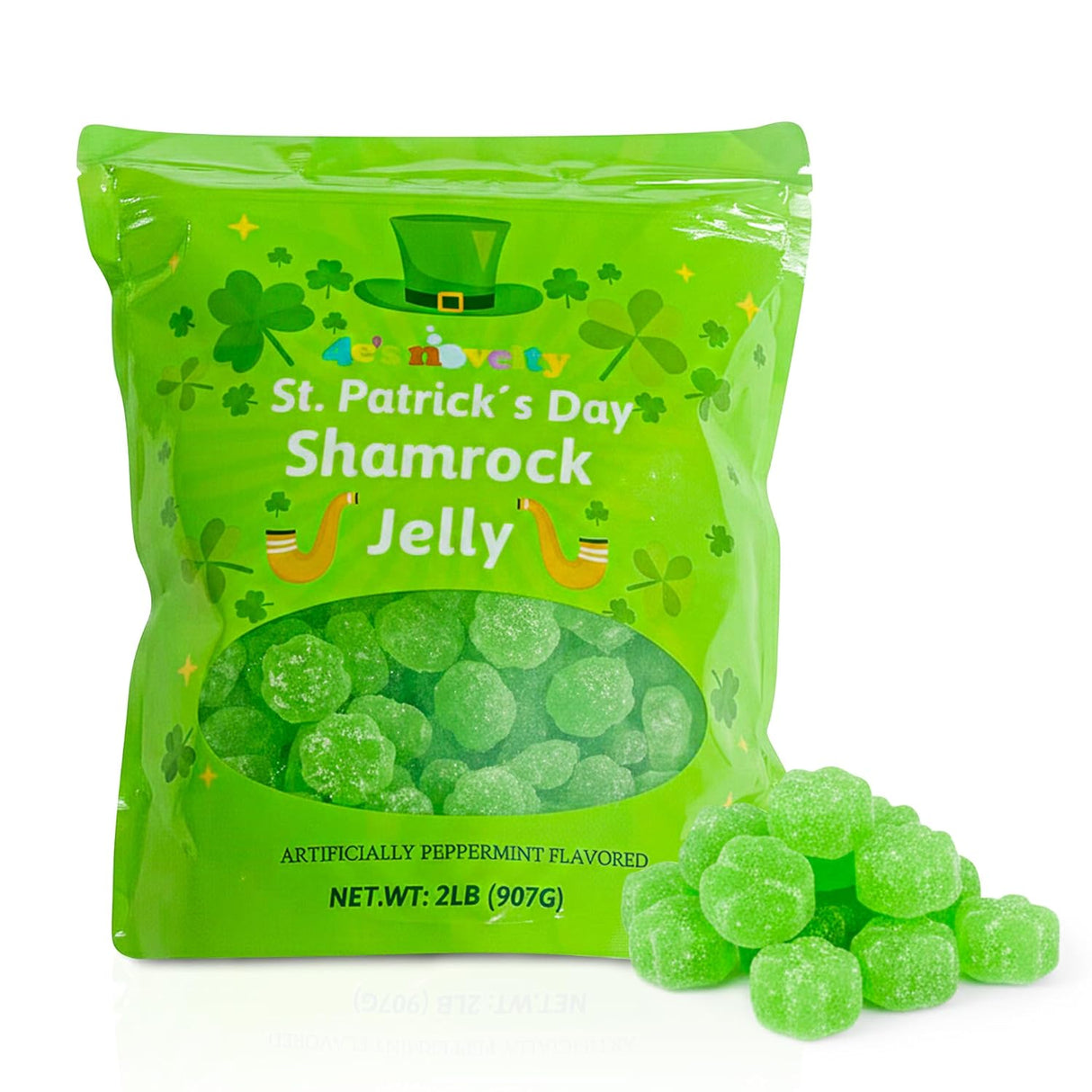 4E's Novelty 170 Pcs St. Patrick's Day Shamrock Candy Bulk 2LB