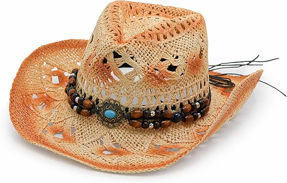 4E's Novelty Beige Cowboy Hat Straw for Women