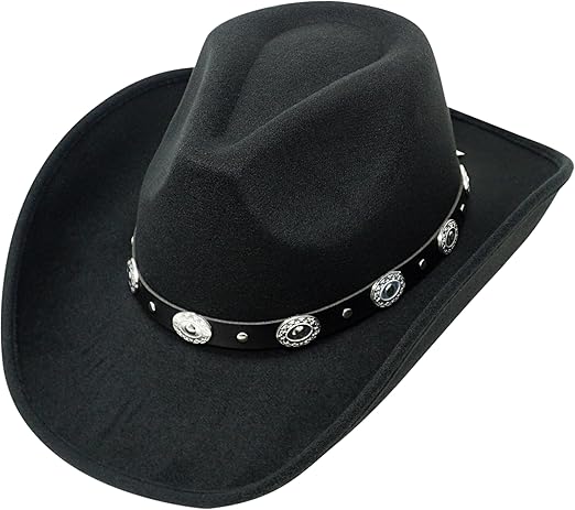 4E's Novelty Black Cowboy Hat For Men & Women Premium Felt Western Cowboy Hat