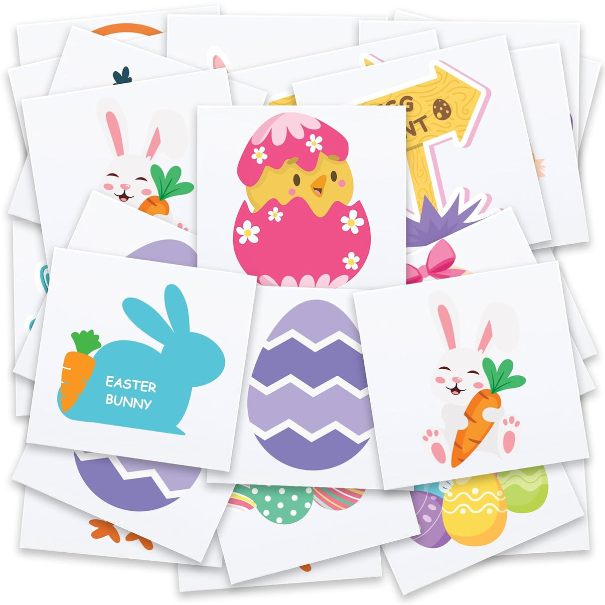 4E's Novelty Easter Temporary Tattoos 144 Pack Pre-Cut – Non-Toxic Easter Basket Stuffers, Egg Fillers, Kids Party Favors, Goodie Bag Stickers