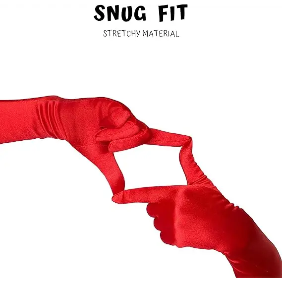 21" Elbow Length Satin Long Red Gloves for Women Cosplay, Opera Gloves, Costume Accessories by 4E's Novelty
