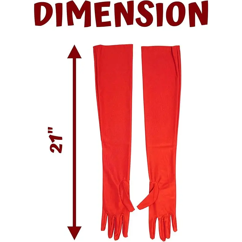 21" Elbow Length Satin Long Red Gloves for Women Cosplay, Opera Gloves, Costume Accessories by 4E's Novelty