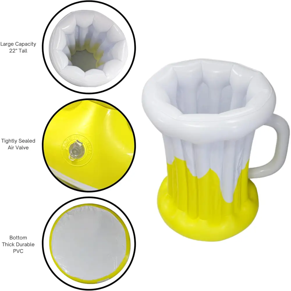 22’’ Inflatable Beer Mug Cooler - Party Decor Floating Drink Bucket