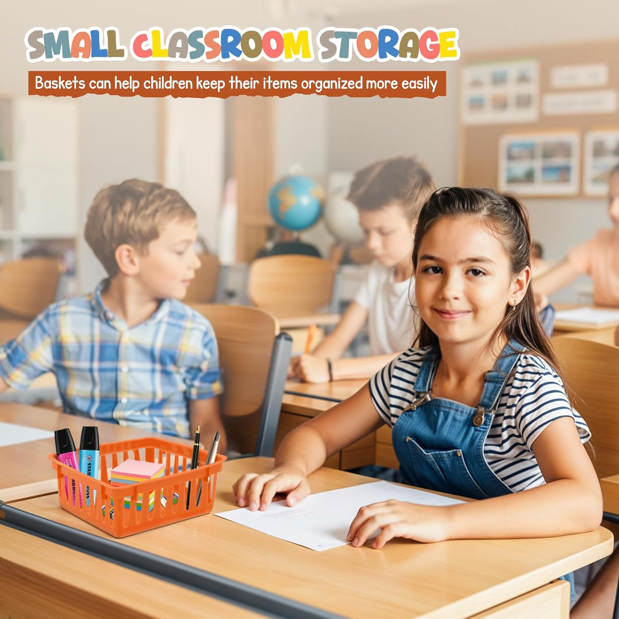 4E's Novelty 12 Pack Vibrant Boho Small Baskets for Classroom