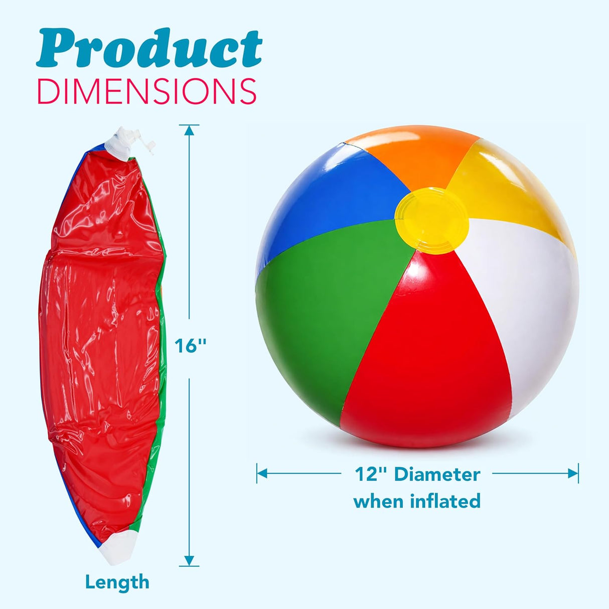 4E's Novelty 16 Inch Inflatable Beach Balls Bulk 24 Pack Beach Ball
