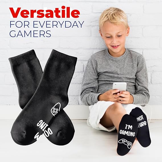 4E's Novelty Socks with the phrase ‘Do Not Disturb I’m Gaming - Funny Gaming Socks for Men & Teen Boys