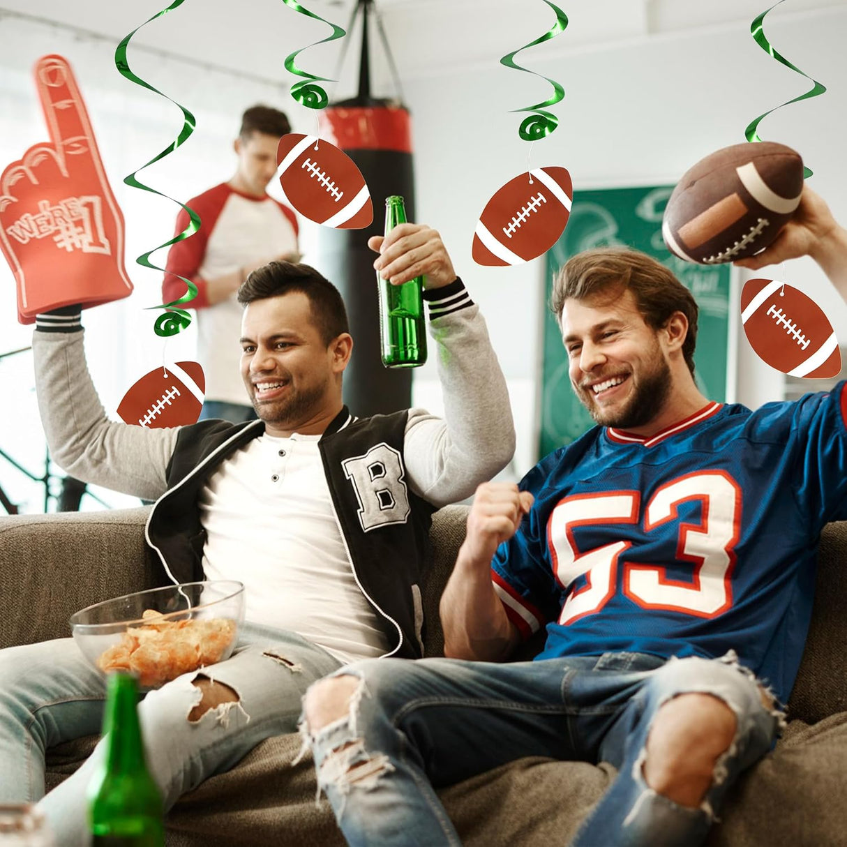 4E's Novelty 10-Pcs Hanging Swirl Decorations – Football Party Ceiling Decor & Outdoor Hanging