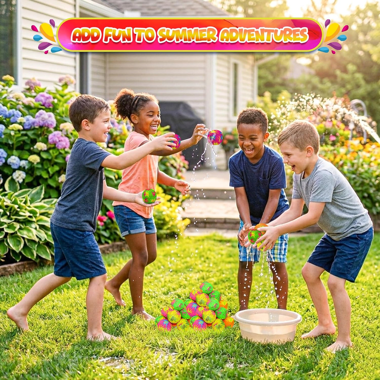 4E's Novelty 12 Pack Water Bomb Splash Balls – 2" Sponge Balls for Pool Party Kids