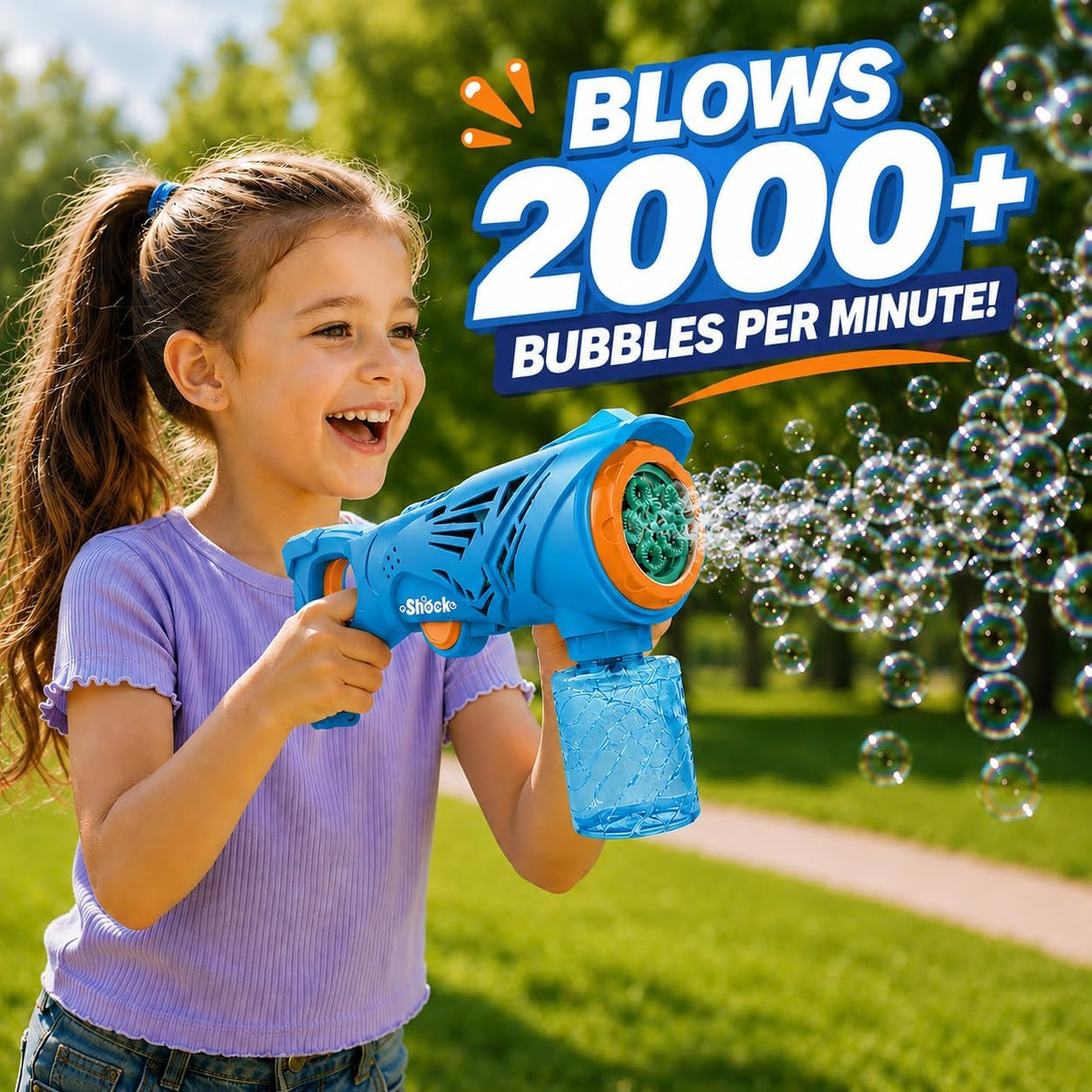 4E's Novelty Automatic Bubbles Gun With Bottle Bubble Solution Refill