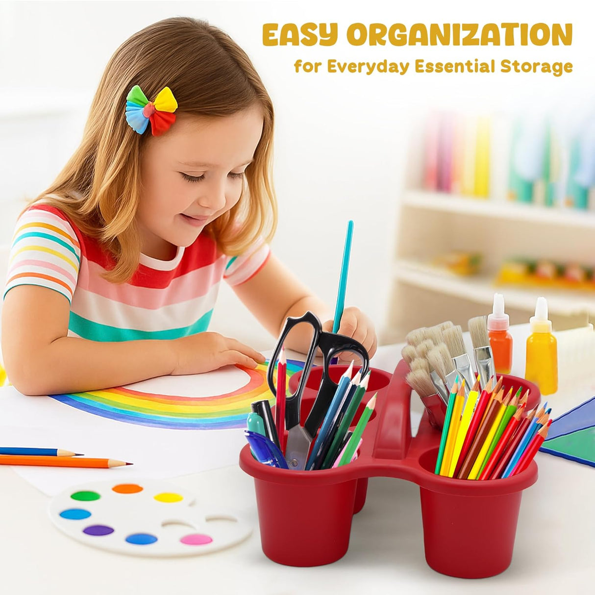 4E's Novelty 4 Pack Pencil Caddy for Classroom, Vibrant Classroom Caddy