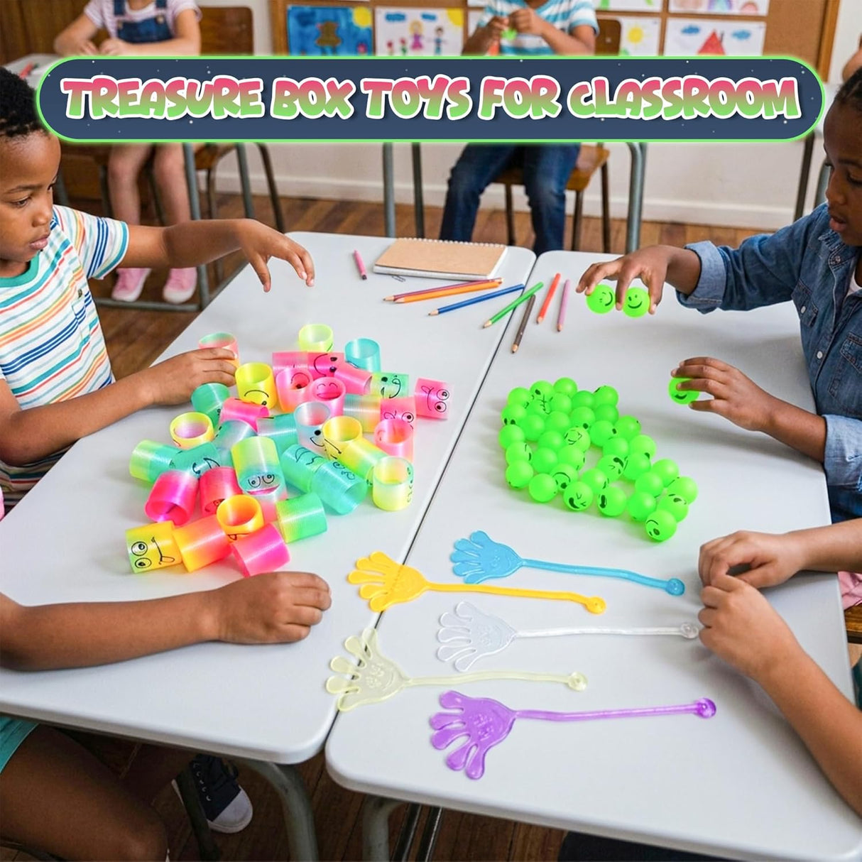 4E’s Novelty 108-Piece Glow in the Dark Party Favors – Bouncy Balls, Sticky Hands & Spring Toys