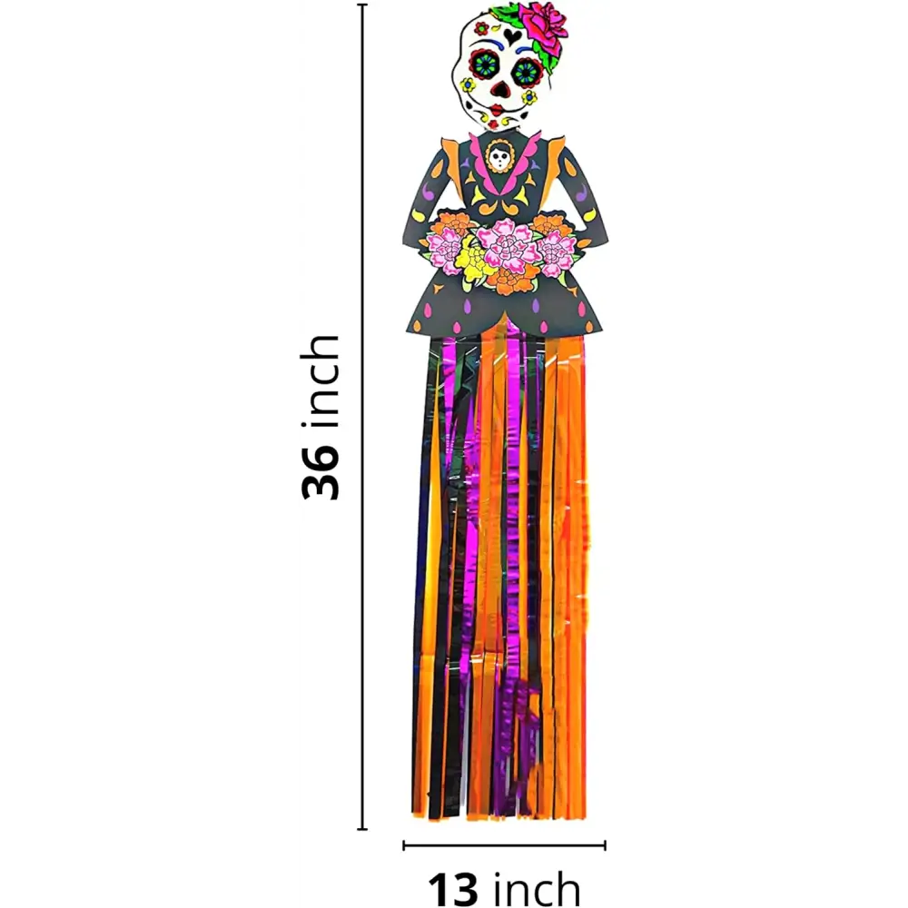 3 Pack 36’’ Day of Dead Halloween Hanging Decorations - Dia de Los Muertos Decorations - Party Decoration