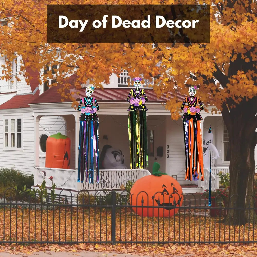 3 Pack 36’’ Day of Dead Halloween Hanging Decorations - Dia de Los Muertos Decorations - Party Decoration