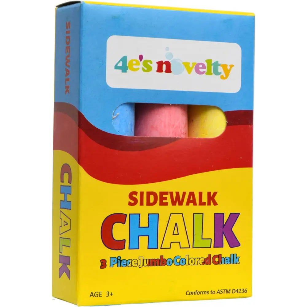 Jumbo Chalk for Kids, 3 pcs per pack , Non-Toxic Sidewalk Chalk Bulk Pack, Ideal for Toddlers 1-3