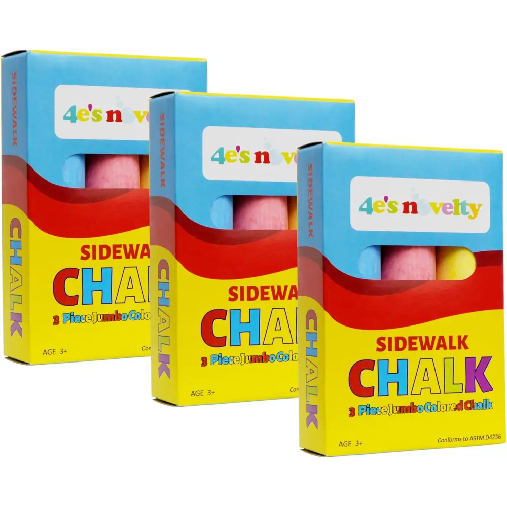 Jumbo Chalk for Kids, 3 pcs per pack , Non-Toxic Sidewalk Chalk Bulk Pack, Ideal for Toddlers 1-3