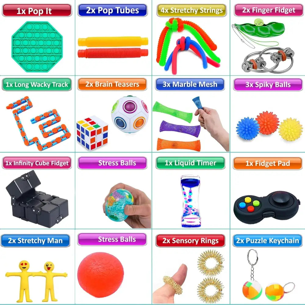 30 Pack Fidget Toy Set for Kids - Sensory Toys for Stress Relief by 4E's Novelty