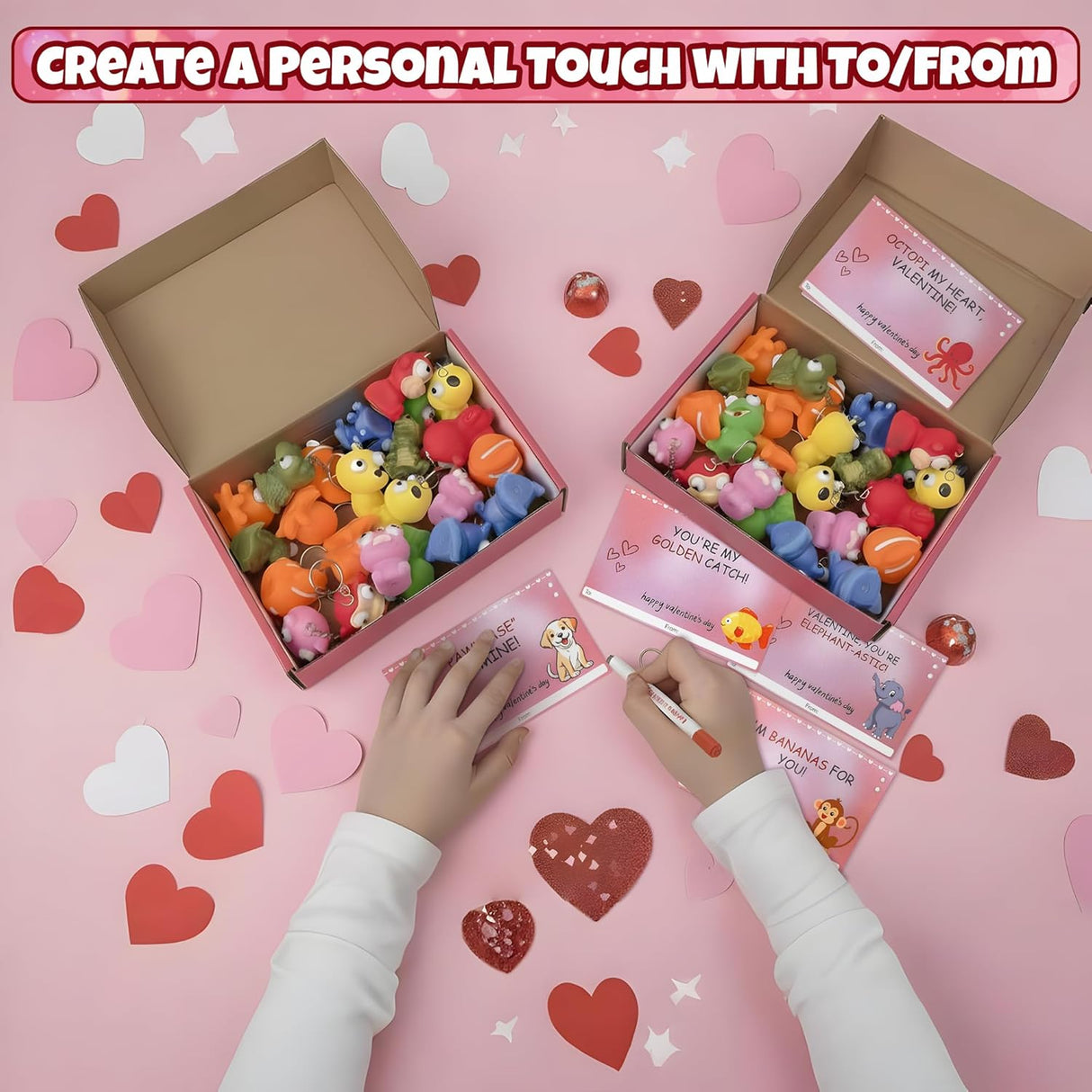 4E's Novelty 24 Pack Valentines Cards with Popping Eye Animals