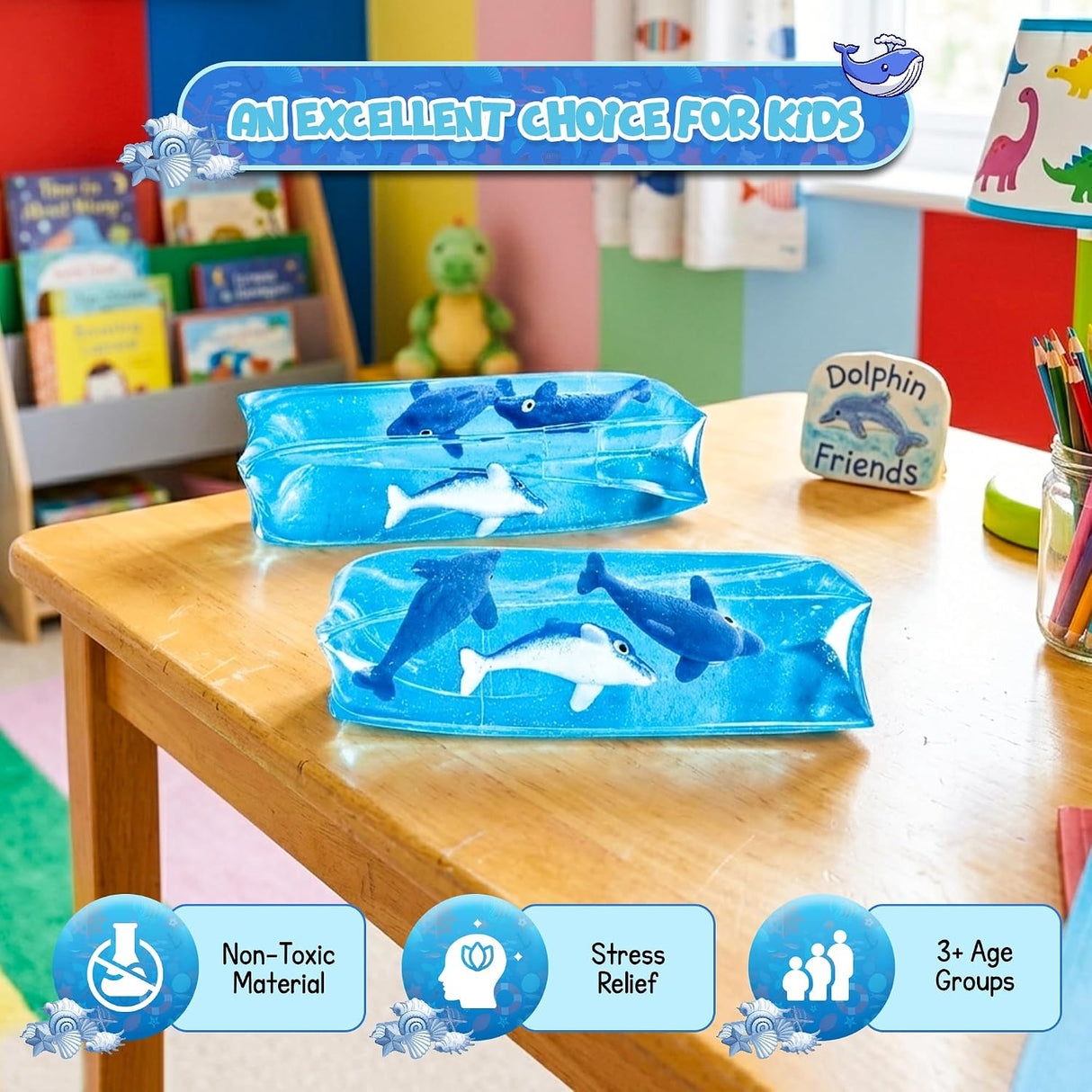 4E's Novelty 2 Pack Blue Water Wigglers 4.75 Inch Fidget Toy