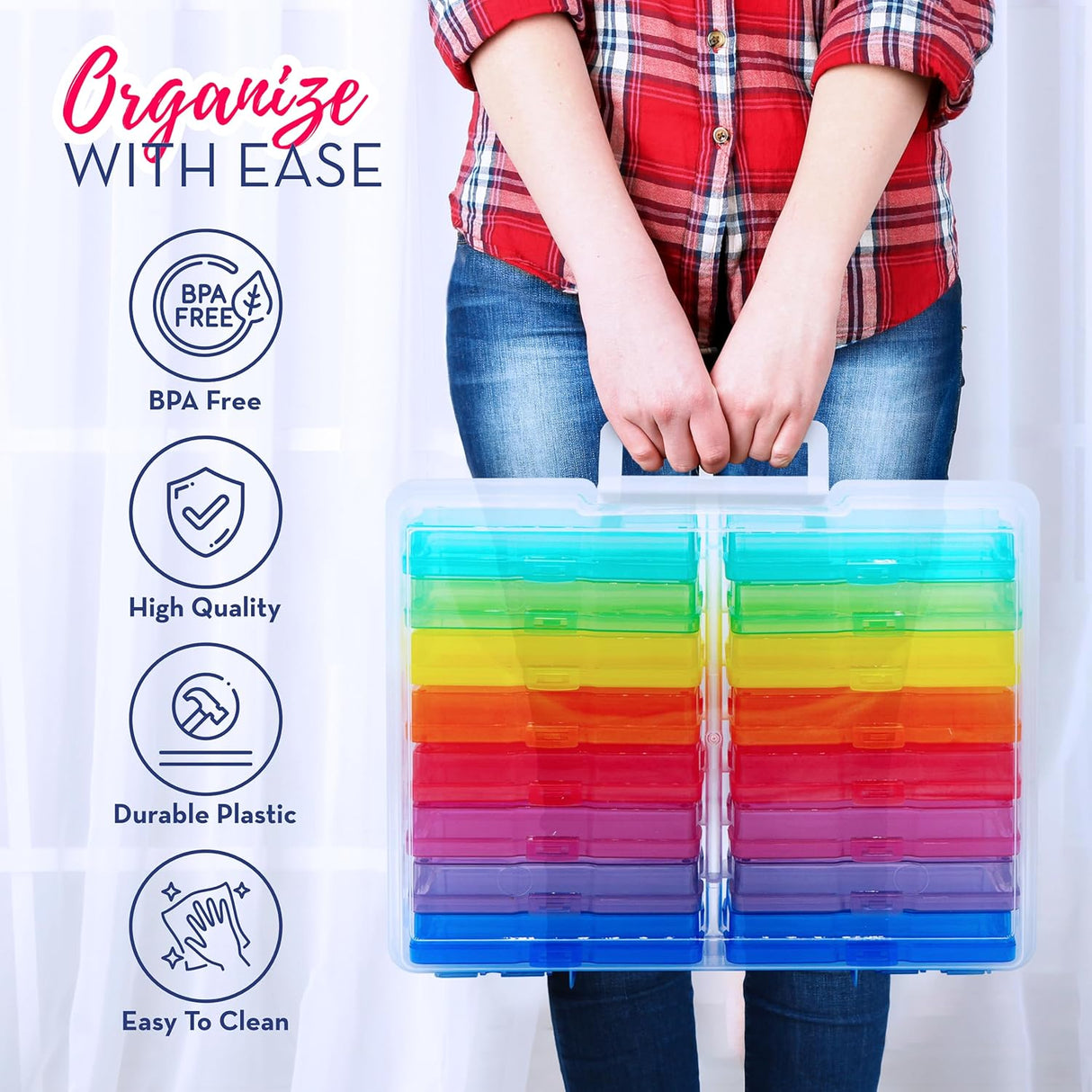 4E's Novelty 16 Pack Clear Multi-color Photo Box with 4x6 Photo Cases