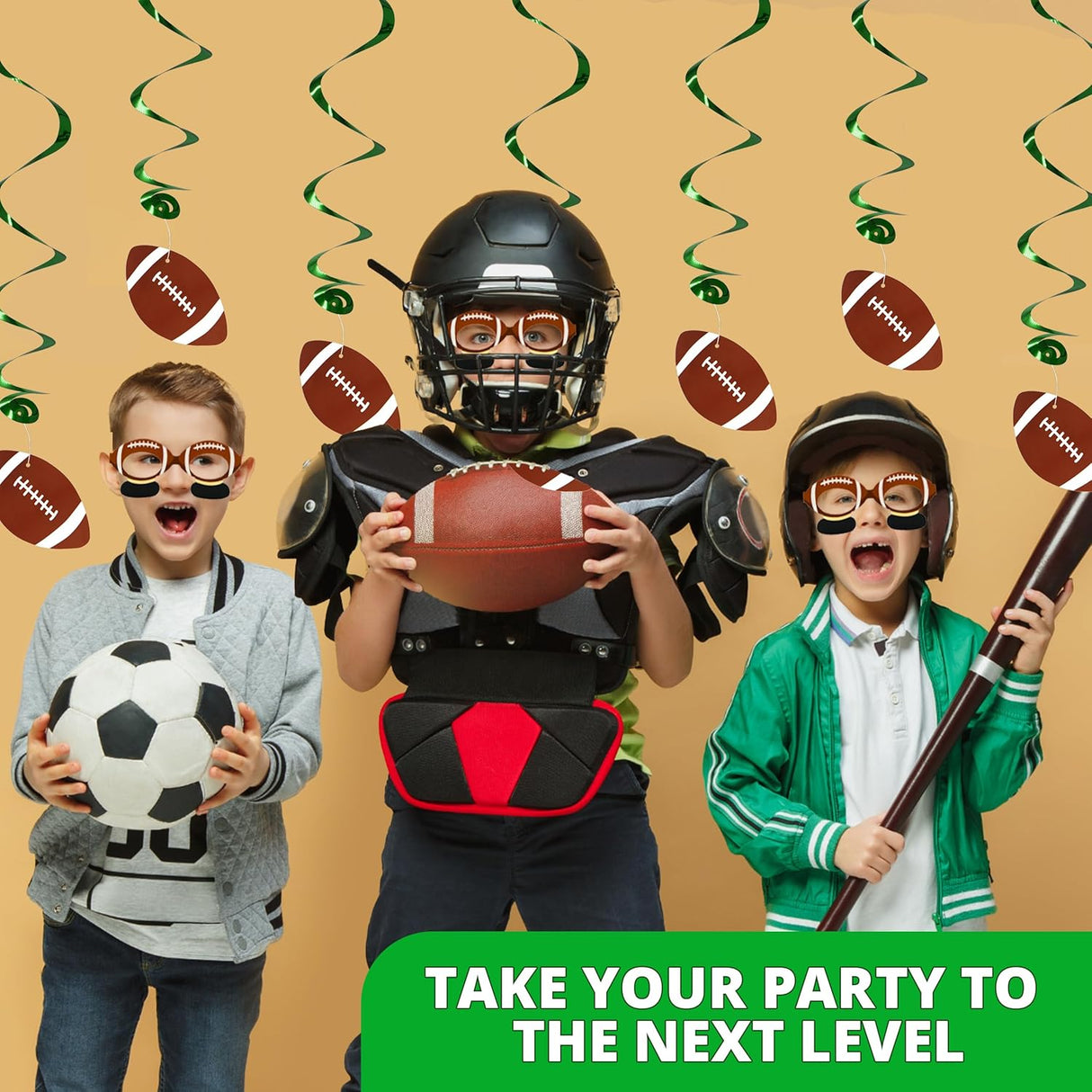 4E's Novelty 10-Pcs Hanging Swirl Decorations – Football Party Ceiling Decor & Outdoor Hanging