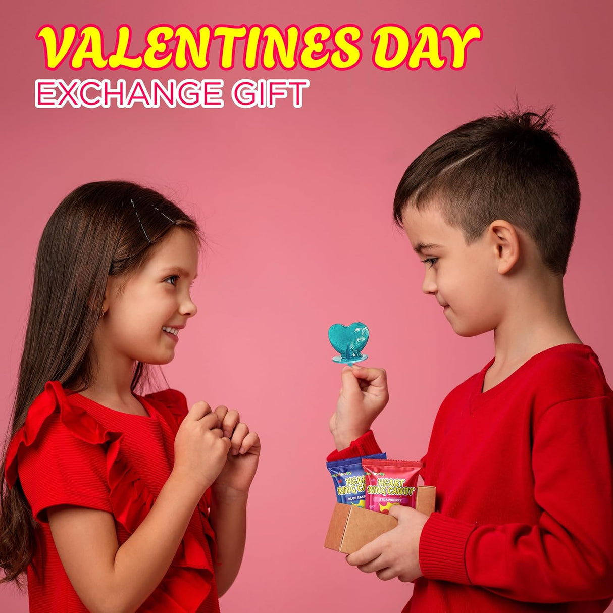 4E's Novelty Blue And Red Valentines Candy Rings Classroom Exchange (30 Ct Bulk)