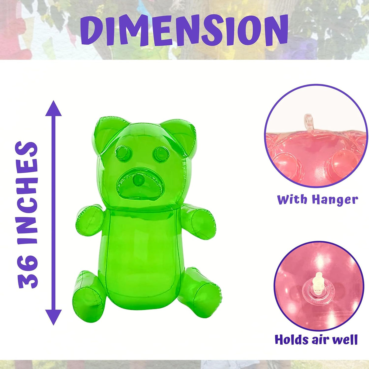 4E's Novelty 36'' Giant Inflatable Gummy Bears – 2-Pack Party Decorations & Toys