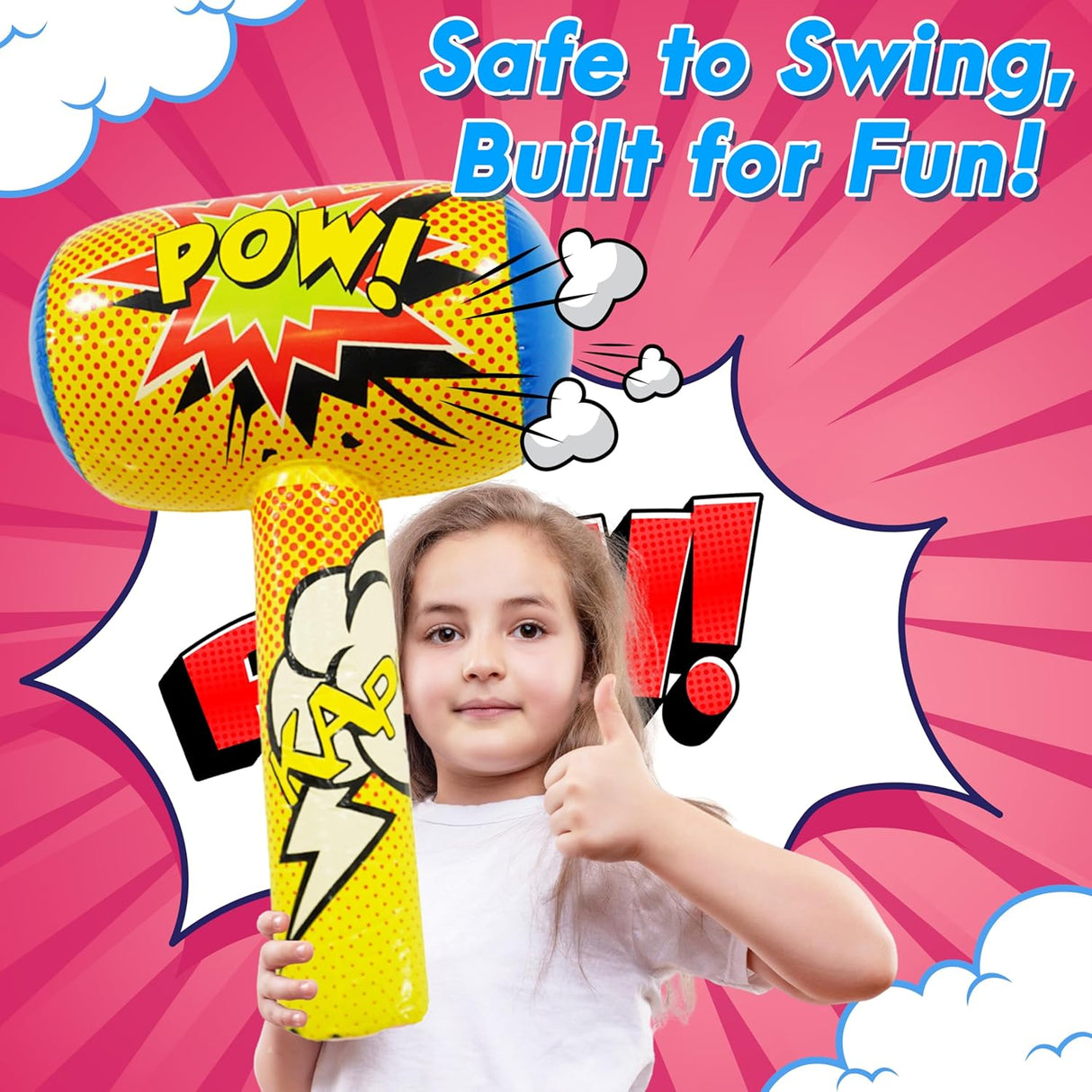 4E's Novelty 25 Piece Set Inflatable Baseball Bats With Pow Design