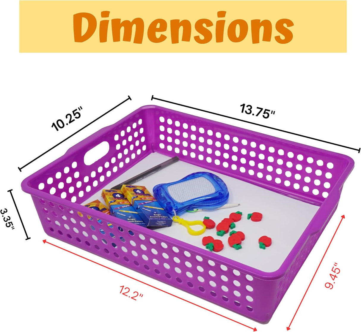 4E's Novelty Colorful Plastic Classroom Storage Bins - 13.75" x 10.25" for Organizing Papers, Pencils, Arts & Crafts, Rainbow Containers