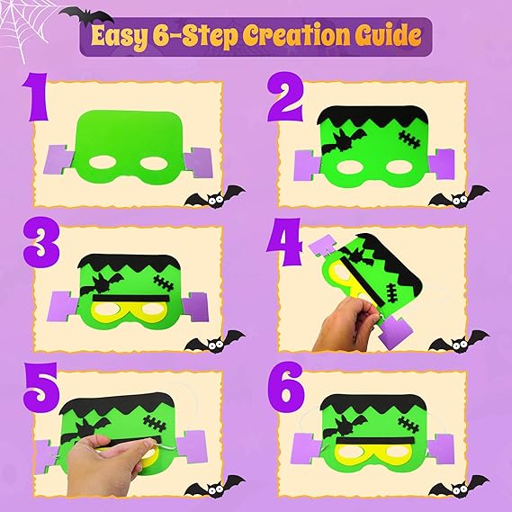 4E's Novelty 12 Pack Halloween DIY Mask Craft Kit – Foam Crafts for Kids Ages 3+, Party & Classroom Fun