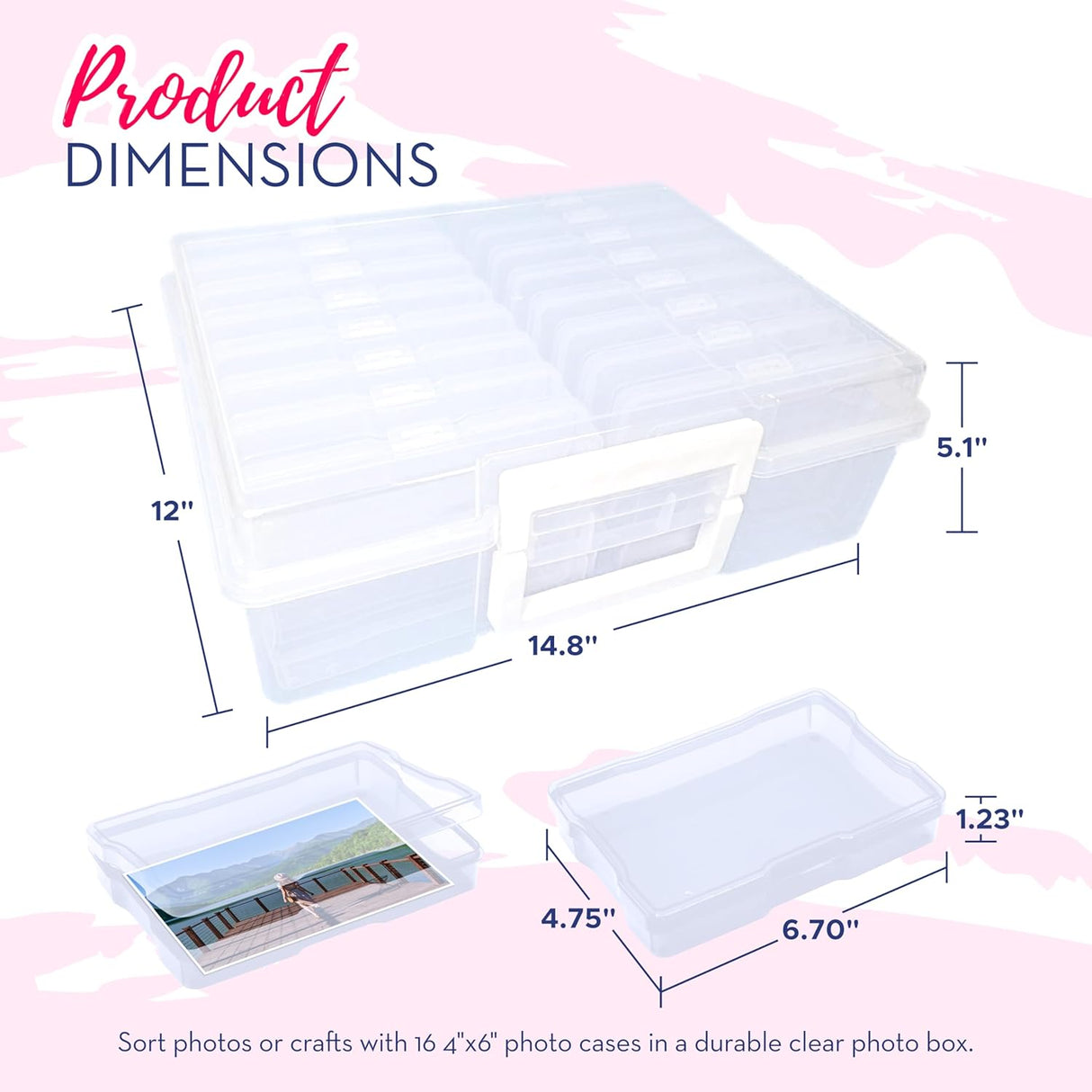 4E's Novelty 16 Pack Clear Photo Storage Box with 4x6 Photo Cases