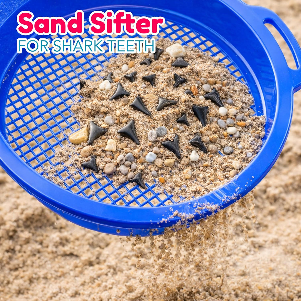 4E's Novelty 4 Pack Sand Sifter – 8.75" Sandbox Toys for Kids, Durable Beach Rock Strainers