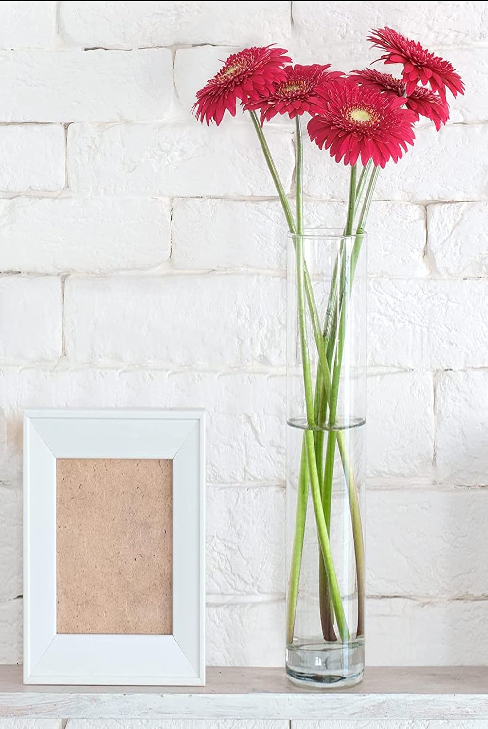 4E's Novelty 16" Cylinder Glass Vase – Elegant Clear Glass Vase for Flowers, Candles & Decor