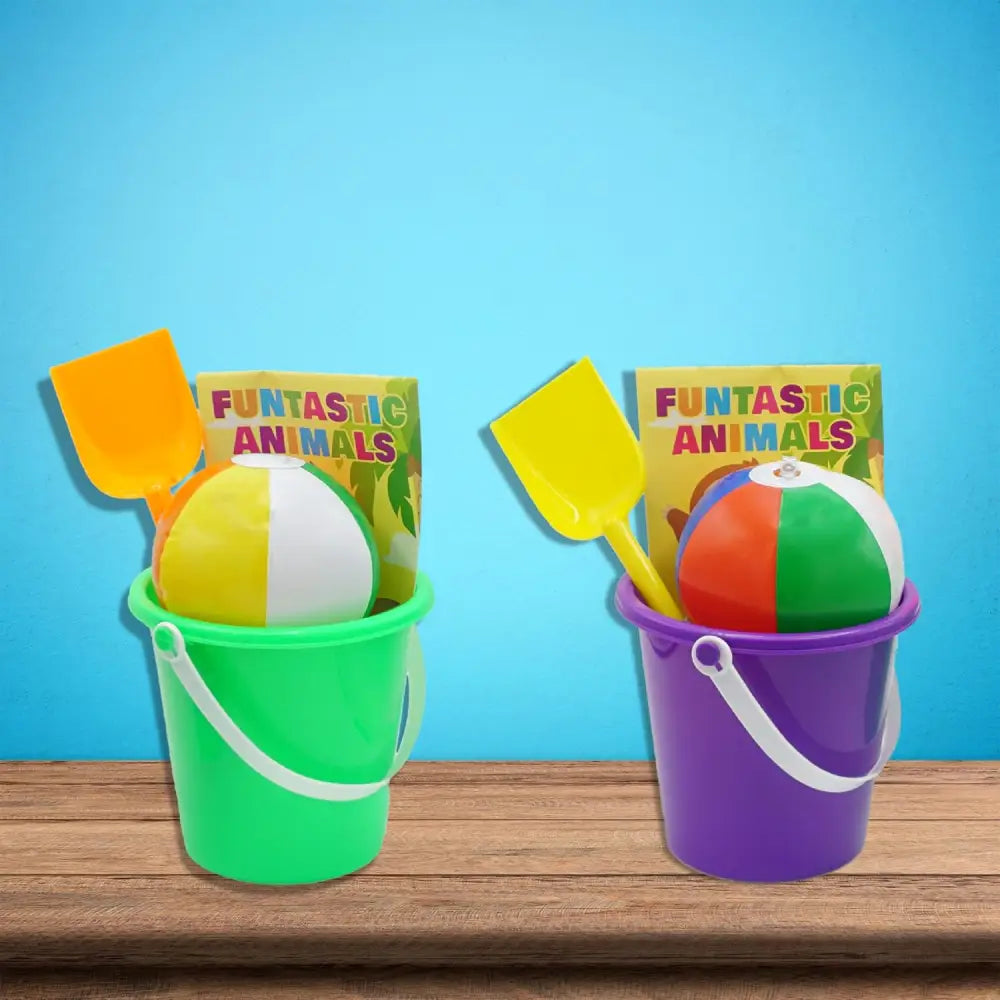 4Eโs 12 Pack Beach Buckets with Shovels โ Durable Sand Buckets for Kids Perfect for Outdoor Play