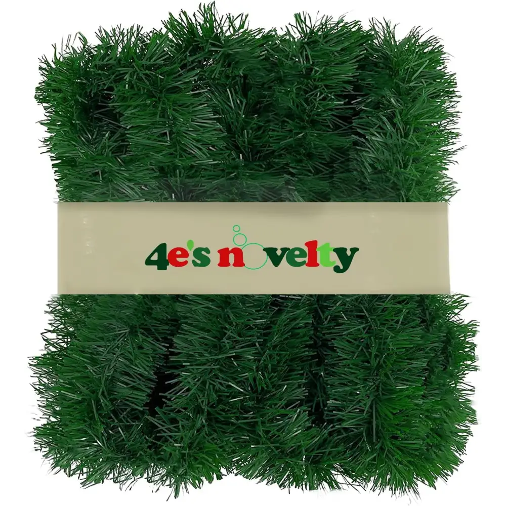 4E’s 50 Foot Christmas Garland – Flexible Non-Shedding Indoor/Outdoor Garland for Stairs Banister & More