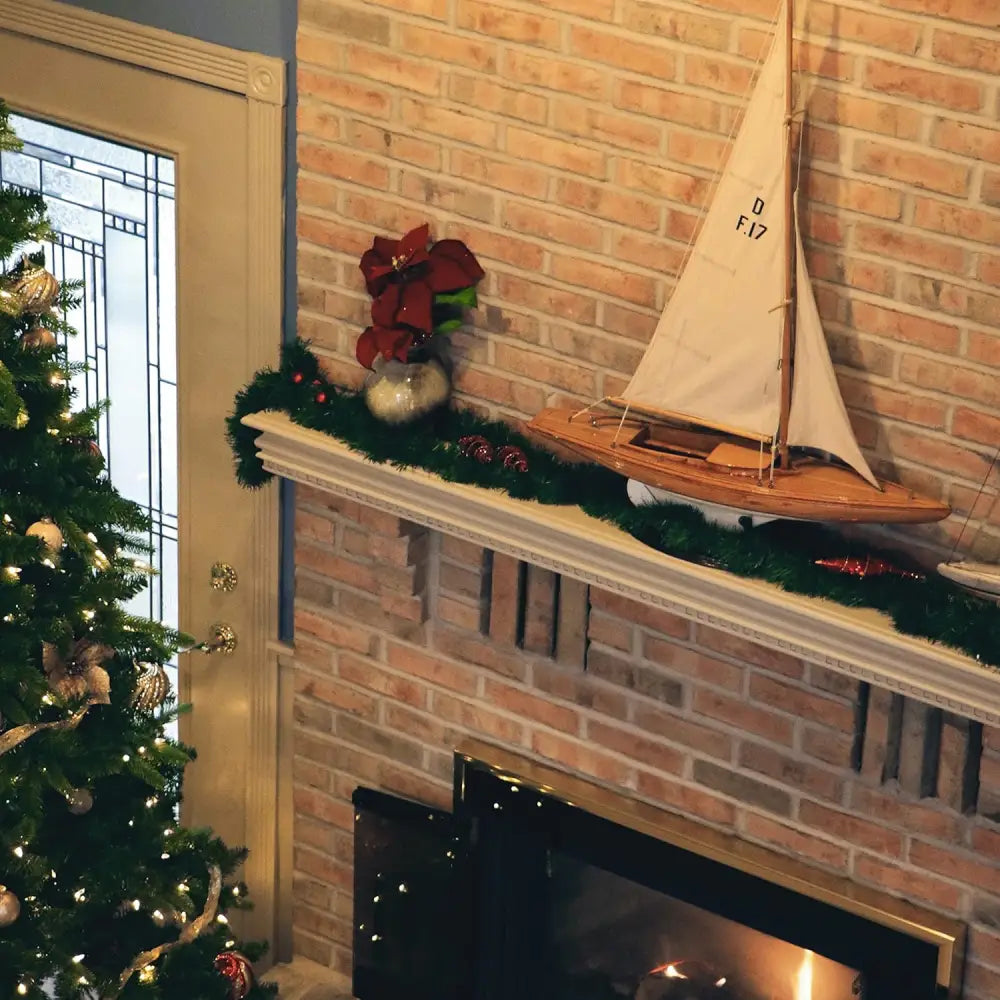 4E’s 50 Foot Christmas Garland – Flexible Non-Shedding Indoor/Outdoor Garland for Stairs Banister & More